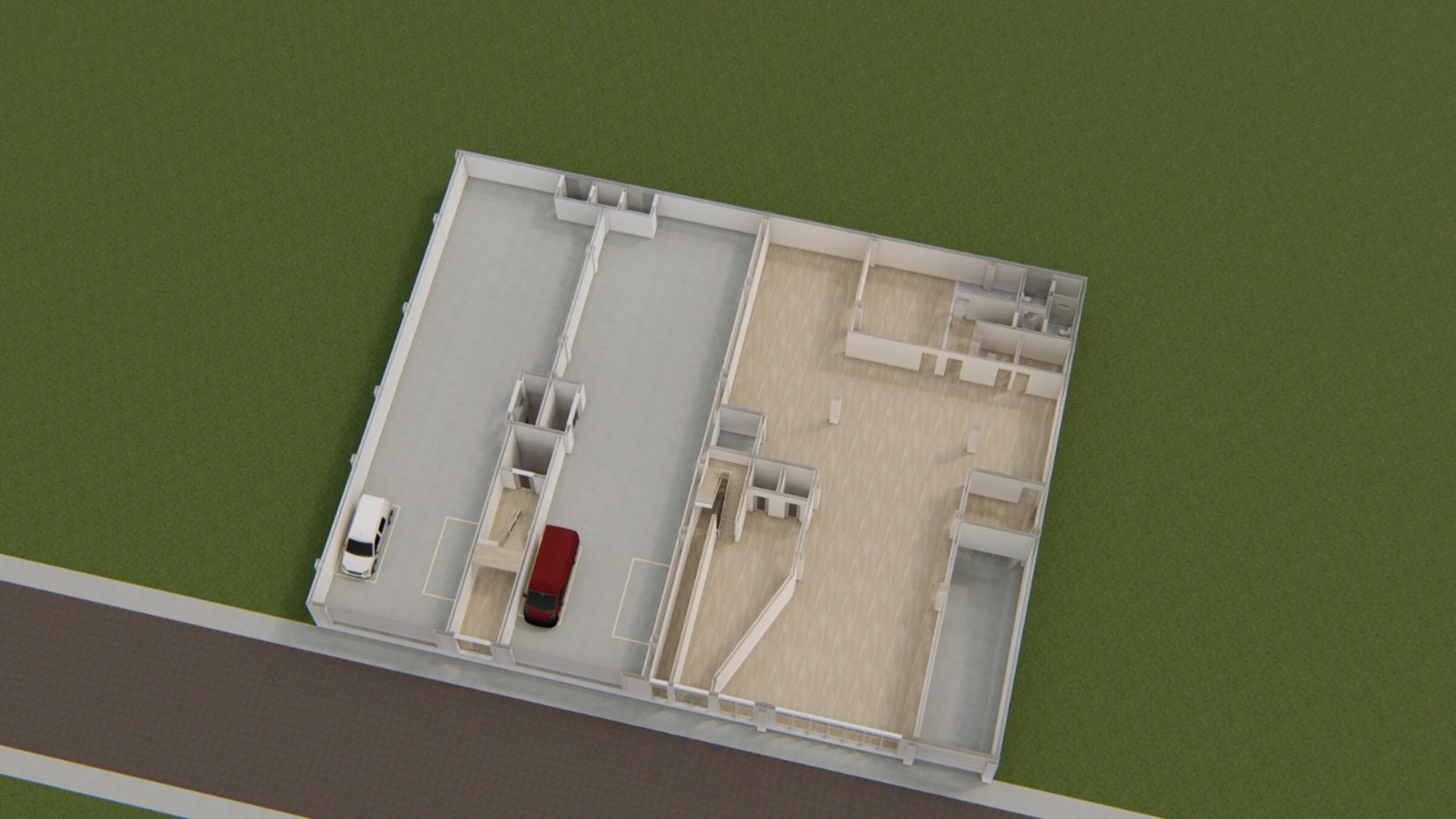 Inside the model. Cutaway architectural visualisation