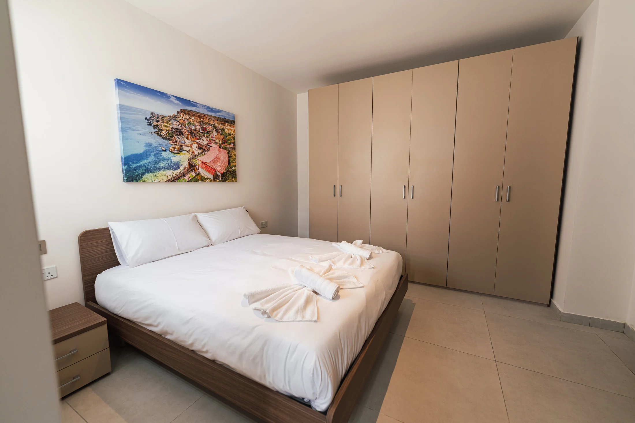 A look into the bedroom. Representative apartment photography